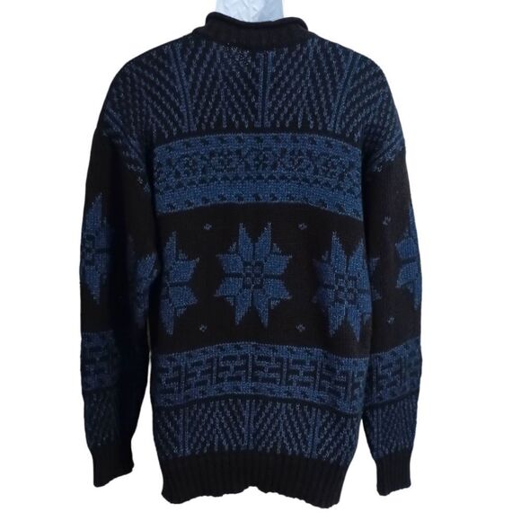 Gant Handmade Sweater Mens XL Snowflake Pattern Blue Black Cotton Vintage 90s. - Picture 3 of 14